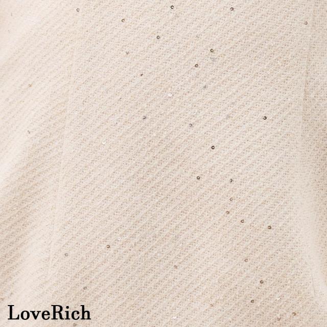 LoveRich ラブリッチ 【SMLサイズ】 ジュエルネック ツイード プリーツ ジップ ミニドレス キャバドレス [1552]_7