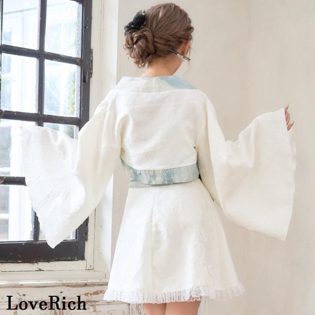 LoveRich ラブリッチ 【高級ライン】【SML/3点セット】淡雪 ミント ボレロ ミニ 豪華 帯 花魁 着物 ドレス コスプレ ハロウィン キャバドレス [1562]_10