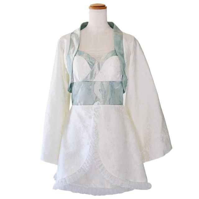 LoveRich ラブリッチ 【高級ライン】【SML/3点セット】淡雪 ミント ボレロ ミニ 豪華 帯 花魁 着物 ドレス コスプレ ハロウィン キャバドレス [1562]_11