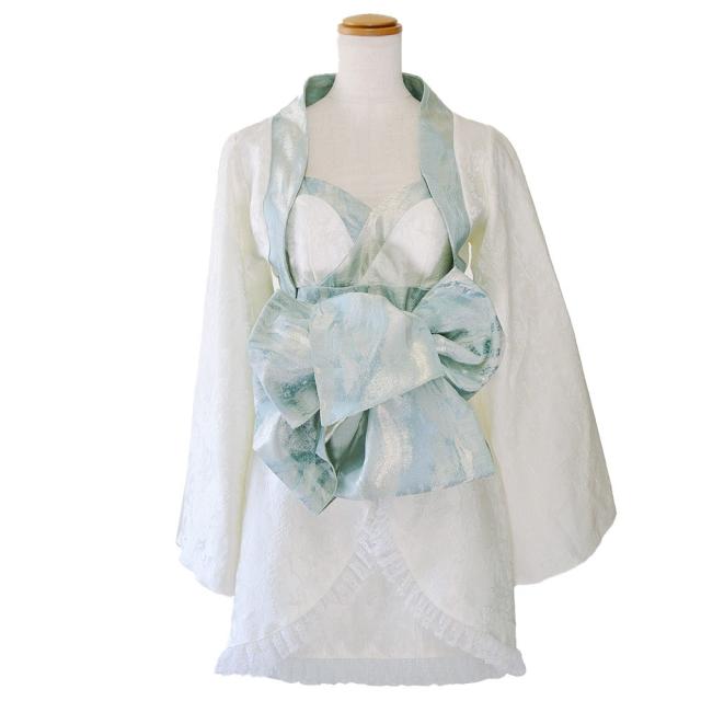 LoveRich ラブリッチ 【高級ライン】【SML/3点セット】淡雪 ミント ボレロ ミニ 豪華 帯 花魁 着物 ドレス コスプレ ハロウィン キャバドレス [1562]_13
