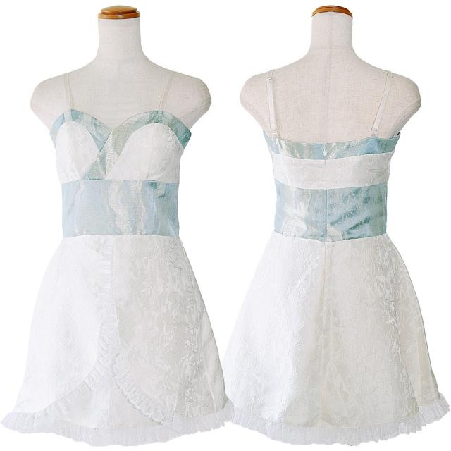 LoveRich ラブリッチ 【高級ライン】【SML/3点セット】淡雪 ミント ボレロ ミニ 豪華 帯 花魁 着物 ドレス コスプレ ハロウィン キャバドレス [1562]_14