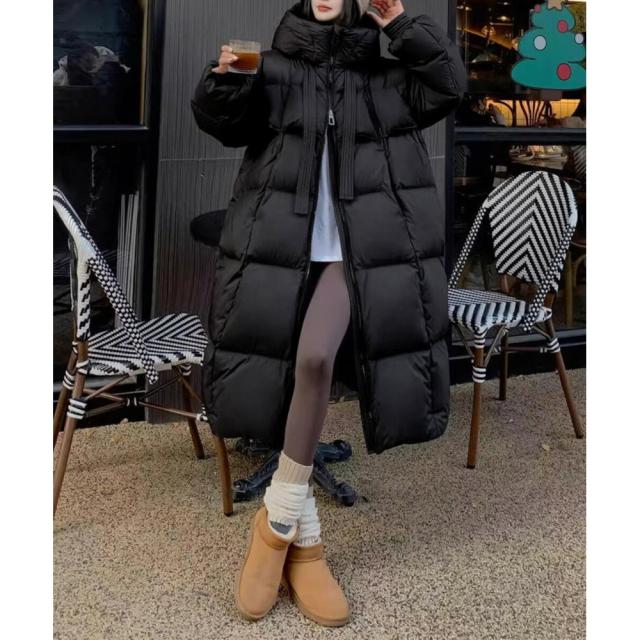 MINIMINISTORE フード付きフェイクダウンコート レディース 暖かい キルティングコート スタンドカラーロングコート カジュアル 冬服 ベンチコート 87FASHA-001_2
