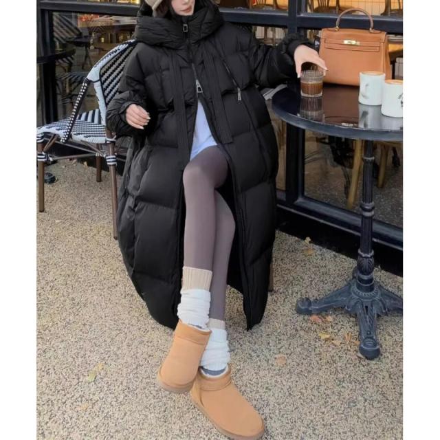 MINIMINISTORE フード付きフェイクダウンコート レディース 暖かい キルティングコート スタンドカラーロングコート カジュアル 冬服 ベンチコート 87FASHA-001_3