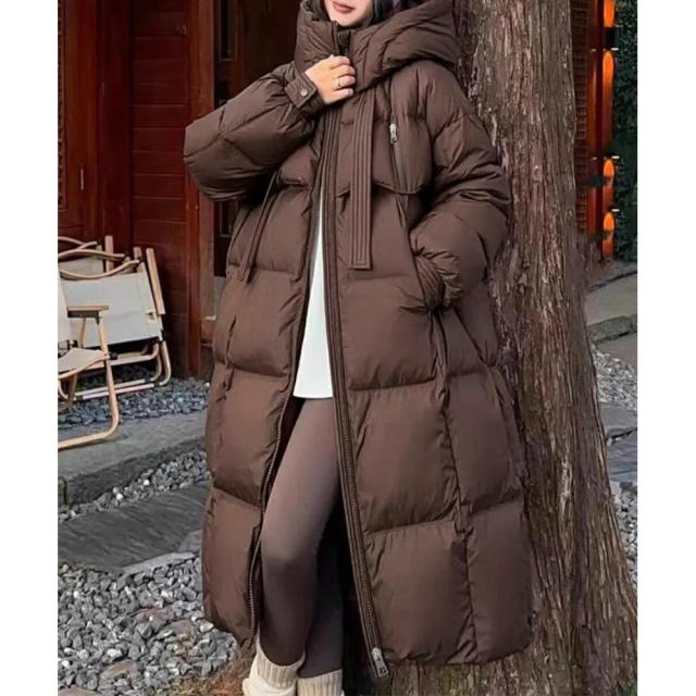 MINIMINISTORE フード付きフェイクダウンコート レディース 暖かい キルティングコート スタンドカラーロングコート カジュアル 冬服 ベンチコート 87FASHA-001_7