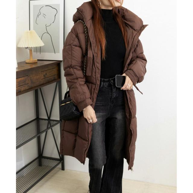 MINIMINISTORE フード付きフェイクダウンコート レディース 暖かい キルティングコート スタンドカラーロングコート カジュアル 冬服 ベンチコート 87FASHA-001_9