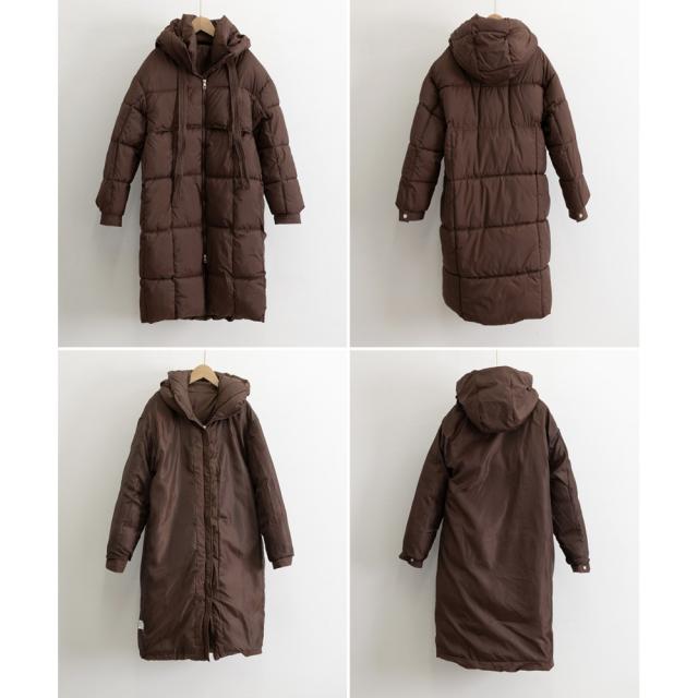 MINIMINISTORE フード付きフェイクダウンコート レディース 暖かい キルティングコート スタンドカラーロングコート カジュアル 冬服 ベンチコート 87FASHA-001_13