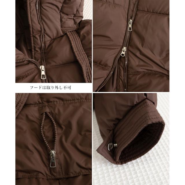 MINIMINISTORE フード付きフェイクダウンコート レディース 暖かい キルティングコート スタンドカラーロングコート カジュアル 冬服 ベンチコート 87FASHA-001_14