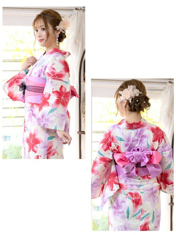 MyDress マイドレス 【浴衣セット】ふんわり淡色百合文様ゆかた2点セット[H2301001]_5