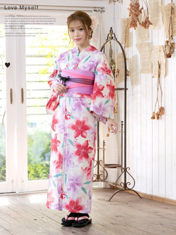 MyDress マイドレス 【浴衣セット】ふんわり淡色百合文様ゆかた2点セット[H2301001]_7