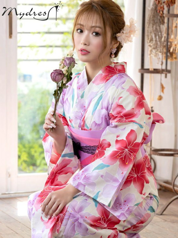 MyDress マイドレス 【浴衣セット】ふんわり淡色百合文様ゆかた2点セット[H2301001]_11