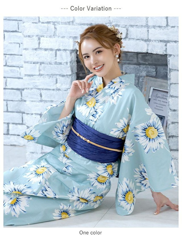 MyDress マイドレス 【浴衣セット】ミント地に木春菊文様ゆかた2点セット[H2301010]_1