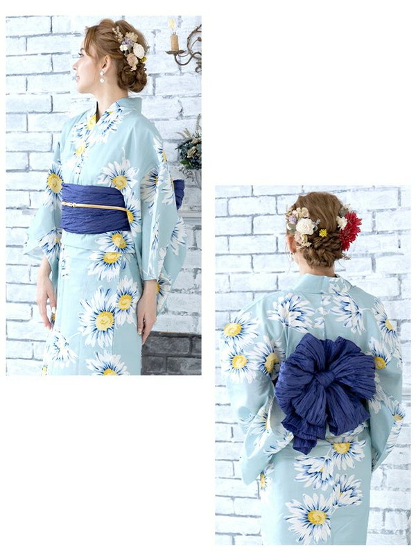MyDress マイドレス 【浴衣セット】ミント地に木春菊文様ゆかた2点セット[H2301010]_2