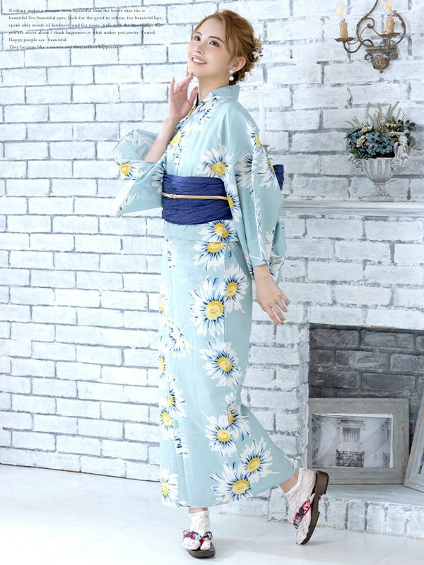 MyDress マイドレス 【浴衣セット】ミント地に木春菊文様ゆかた2点セット[H2301010]_8