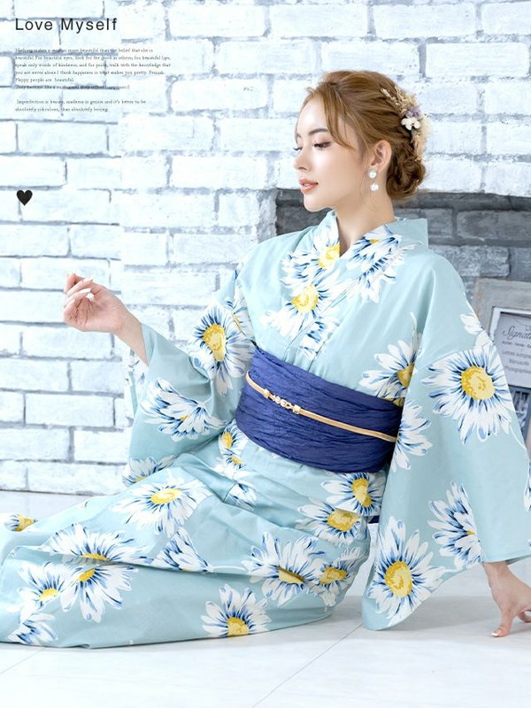 MyDress マイドレス 【浴衣セット】ミント地に木春菊文様ゆかた2点セット[H2301010]_9