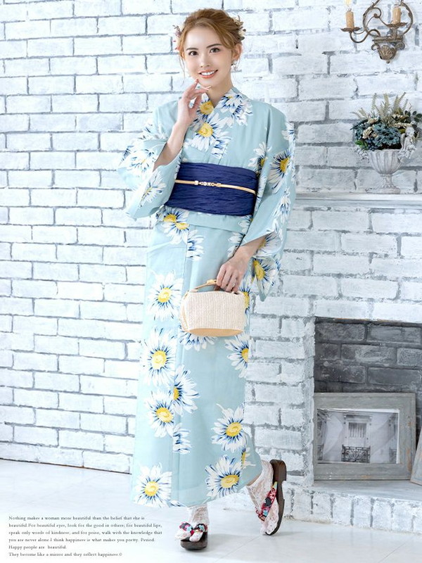 MyDress マイドレス 【浴衣セット】ミント地に木春菊文様ゆかた2点セット[H2301010]_10