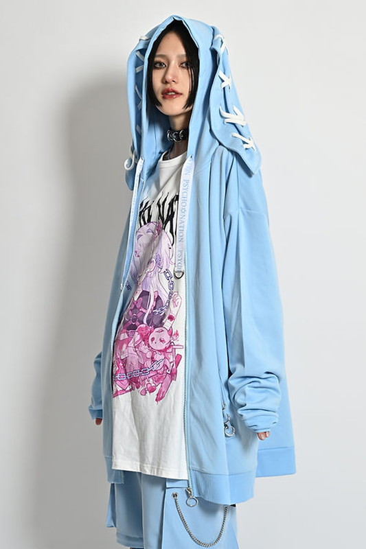 PSYCHO NATION サイコネーション レースアップデザインうさ耳 ジップ