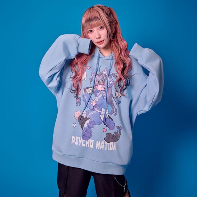 PSYCHO NATION サイコネーション 【MLサイズ/3カラー】寝田ルネ コラボ ゲーマーパーカー 原宿 病みかわ パンク 地雷 天使界隈 メンズ レディース 715201 サイコネーション] MLサイズ/3カラー 寝田ルネ コラボ ゲーマー