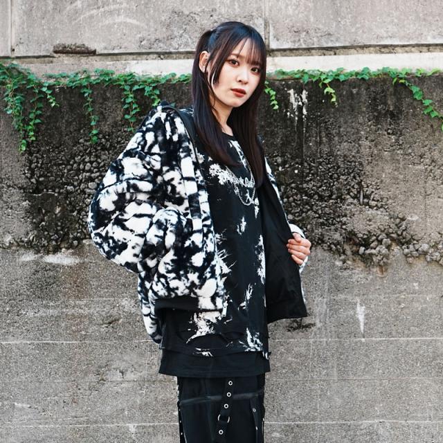 Rings リングス 【Mサイズ/2カラー】総柄ファーリバーシブルフード