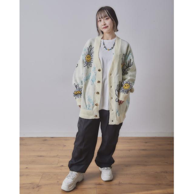 SMILEY FACE スマイリーフェイス 総柄スマイルニットカーデ メンズ
