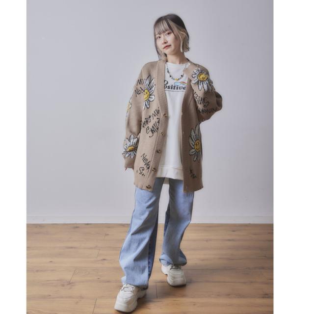 SMILEY FACE スマイリーフェイス 総柄スマイルニットカーデ メンズ