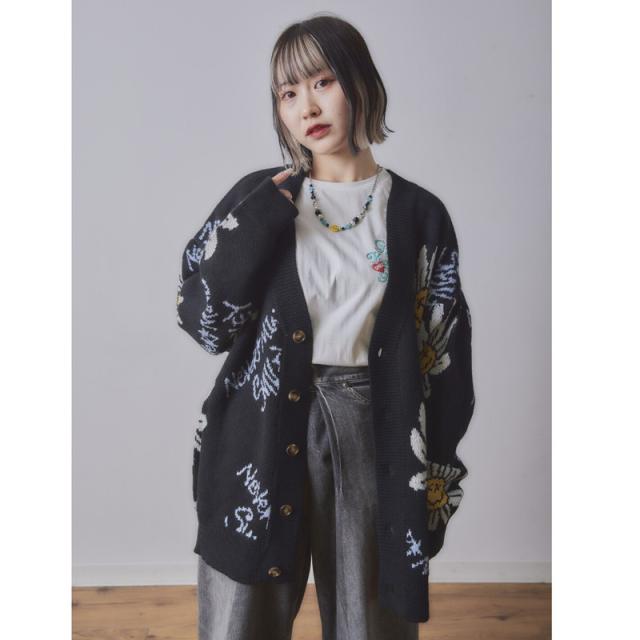 SMILEY FACE スマイリーフェイス 総柄スマイルニットカーデ メンズ レディース ユニセックス 133802 SMILEY FACE スマイリーフェイス 総柄スマイルニットカーデ メンズ