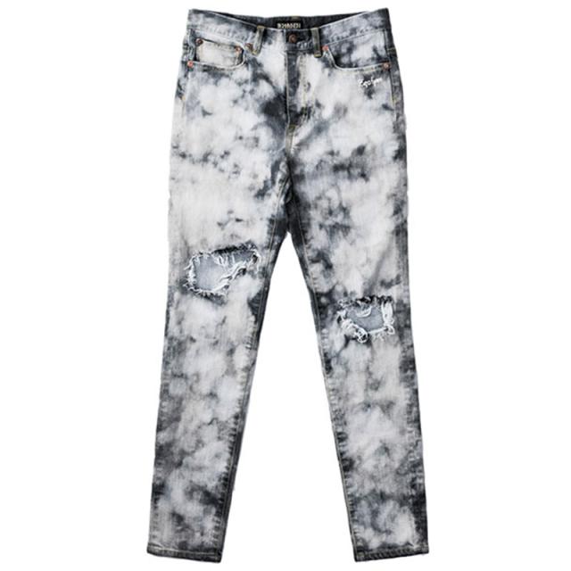 Zephyren ゼファレン KNEE CLASHED SKINNY BLACK/DENIM
