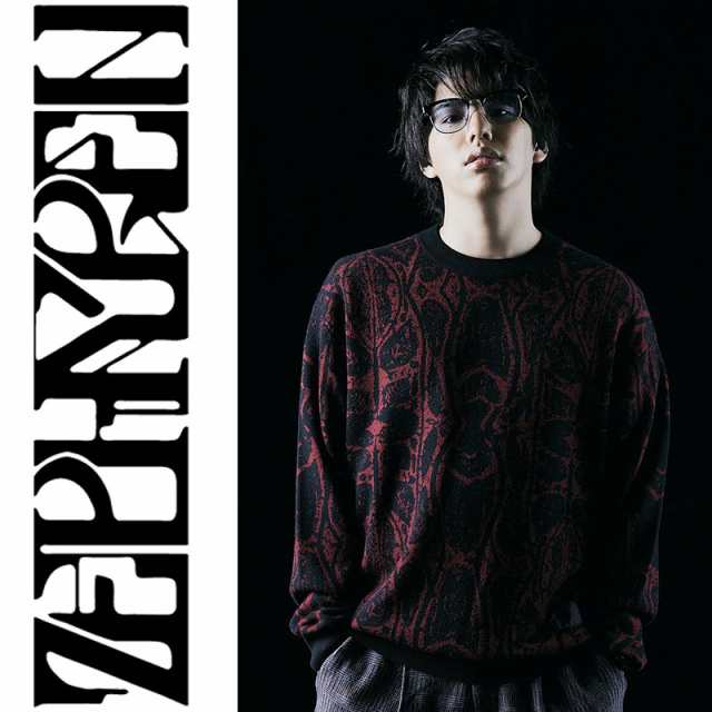 Zephyren ゼファレン JACQUARD KNIT - STONE - BLACK / RED