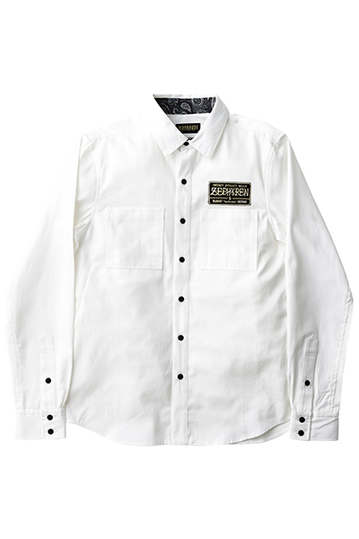 Zephyren ゼファレン EMBLEM SHIRT L/S WHITEの通販は