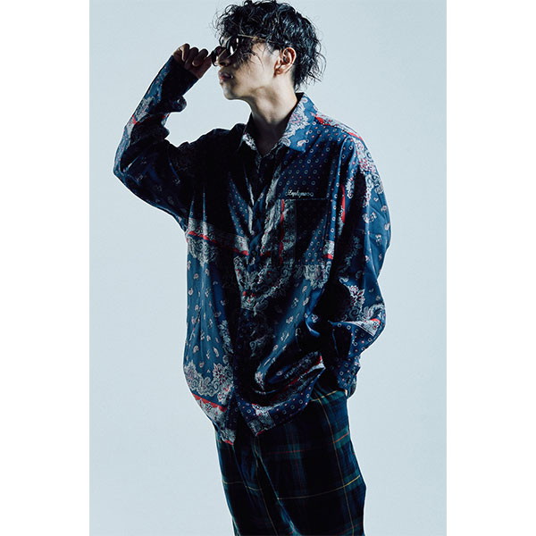 Zephyren ゼファレン BIG SHIRT L/S NAVY / PAISLEY