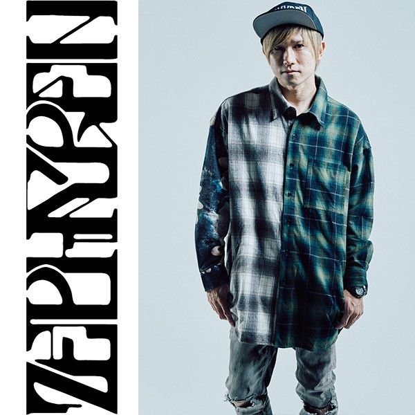 Zephyren ゼファレン SWITCHING BIG SHIRT L/S BLACK / GREEN