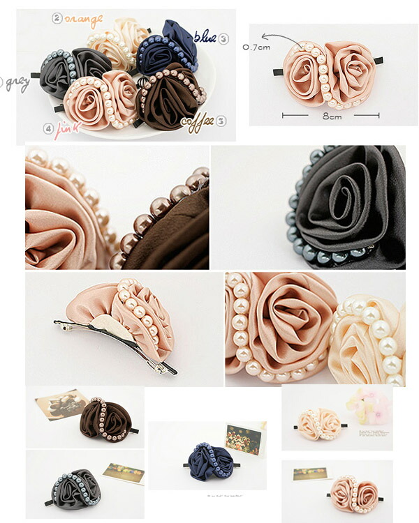 [送料無料][色不問]〔バレッタ：髪飾り：S字型〕アクセサリー レディース エレガント オシャレ 花 パール 大人気 普段使い(色不問) バレッタ・ヘアクリップ