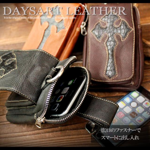本革 スマホケース レザーモバイルケース クロコダイル型押しクロス