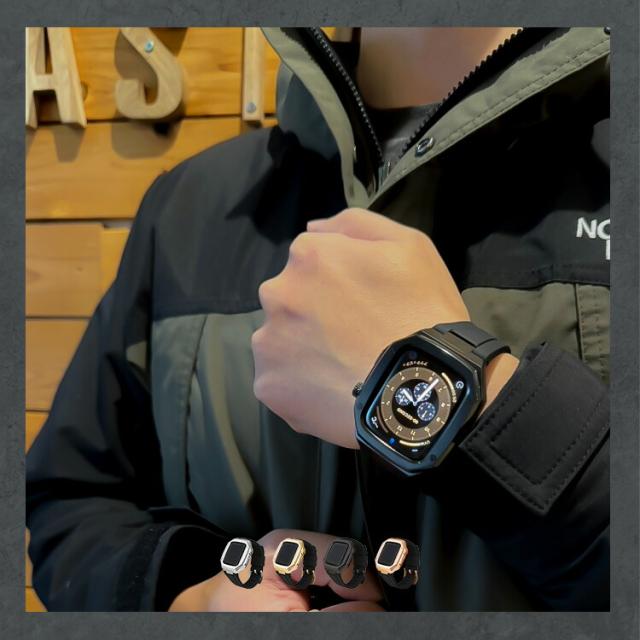 AppleWatch ステンレスバンド　アップルウォッチカバー　黒F　キラキラ AppleWatch 高級 アップルウォッチ カバー ケース 保護カバー ベルト