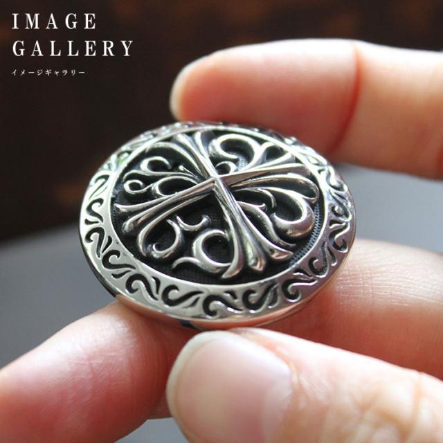 コンチョ ボタン ネジ式 ホワイトメタル製 アイアンクロス クロス