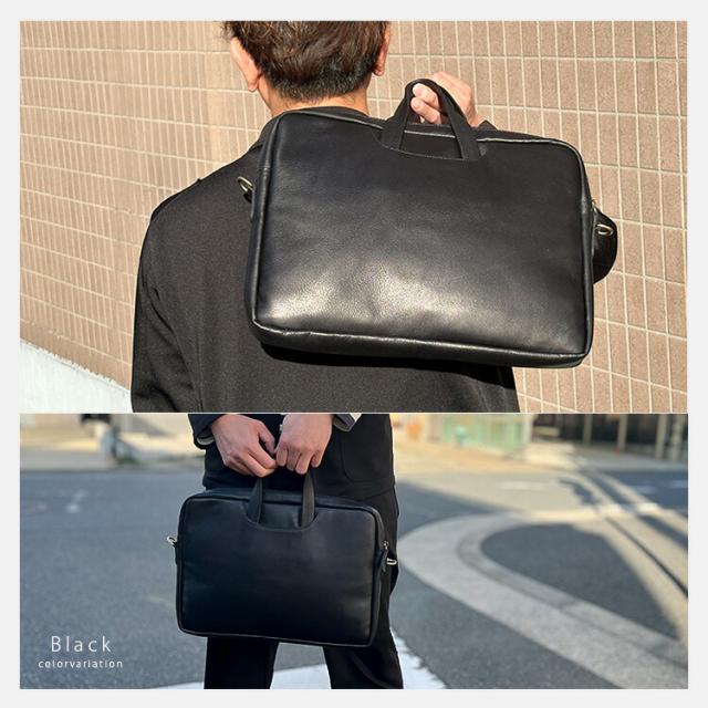 ブリーフケース スリム カーフスキン レザーバッグ 2way ビジネス