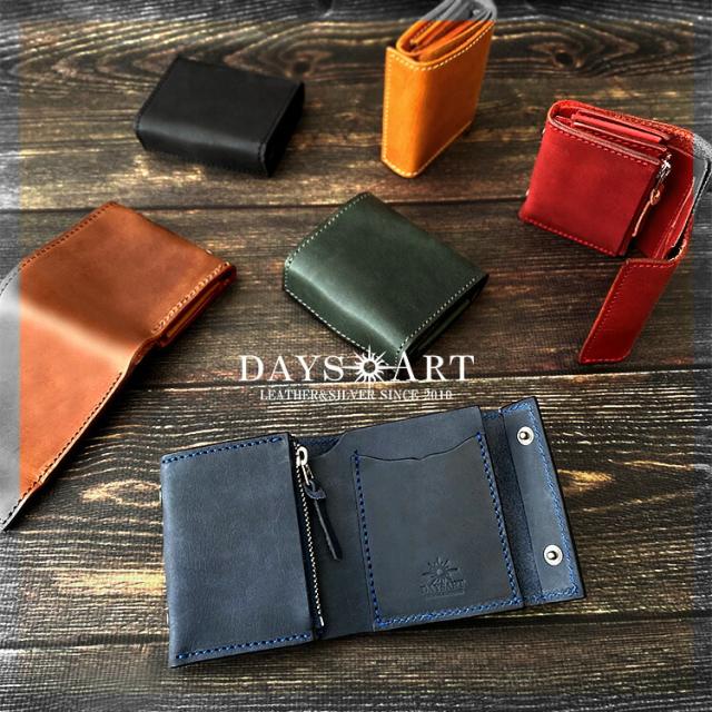 デイズアート DaysArt レザーウォレット ミニ財布 ブック型コンパクトウォレット メンズ レディース ユニセックス 本革 オーストラリアオイルレザー 小銭入れあり メンズ財布 ブラック ブラウン ダークブラウン ダークグリーン ブルー レッド lw234_9