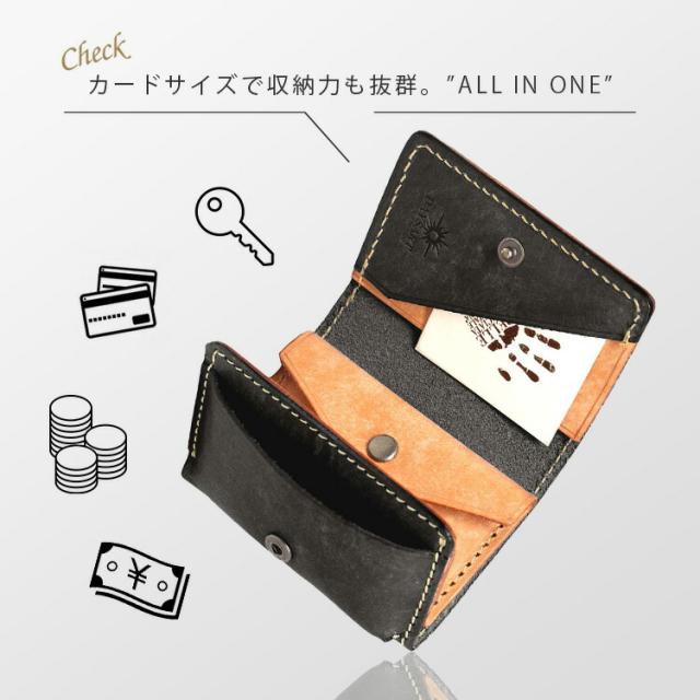 レザーウォレット メンズ イタリアンレザー 3つ折り 本革 ミニ財布