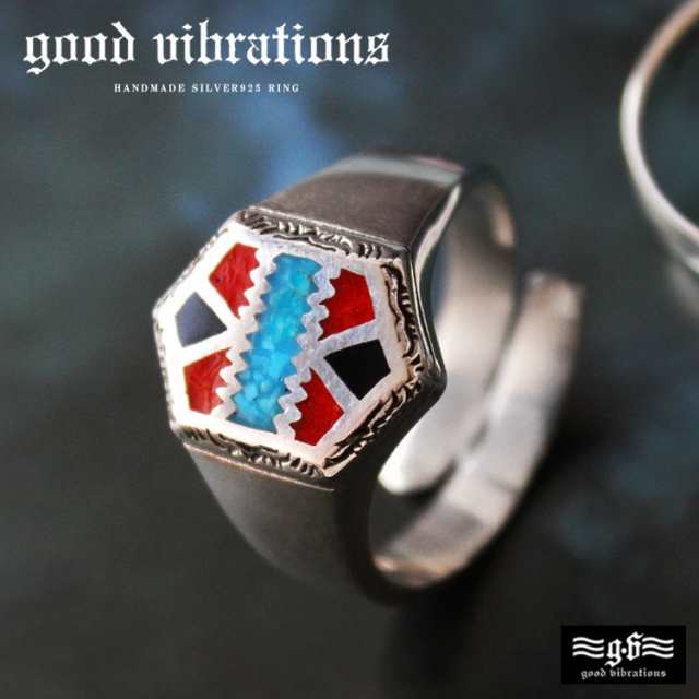 good vibrations グッドバイブレーション シルバーリング メンズ シルバー925 ネイティブ 天然石 ターコイズ オニキス コーラル 指輪 シ