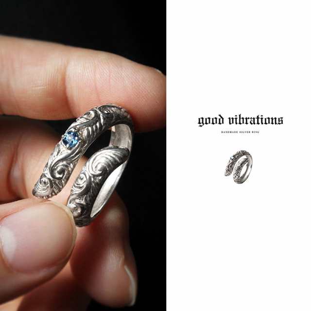 good vibrations グッドバイブレーション シルバーリング メンズ シルバー925 ロンドンブルートパーズ ハワイアンジュエリー 指輪  フリー｜au PAY マーケット