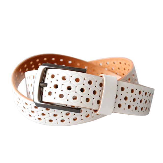 レザーベルト メンズ 本革 ヘキサゴン 型押し バックルベルト ブラック