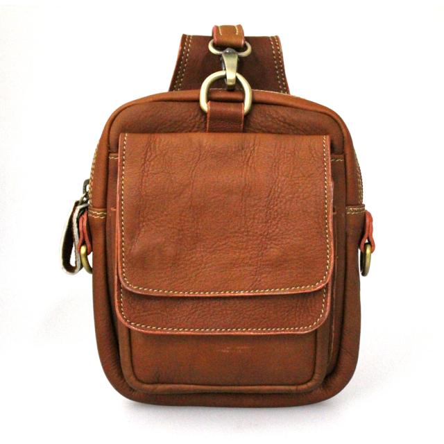 牛革 カーフスキン ベルトポーチ ストッパー付き ダブルポケット