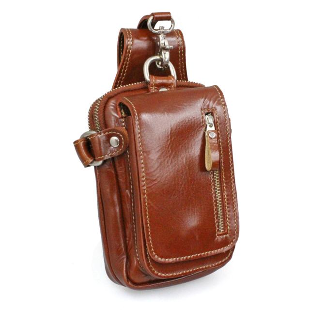 ベルトポーチ 牛革 財布入れ 光沢レザー フリップポケット レザー