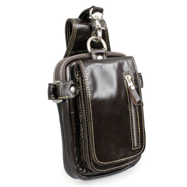 ベルトポーチ 牛革 財布入れ 光沢レザー フリップポケット レザー