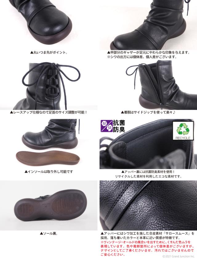 《13%OFF セール》 送料無料 リゲッタ カヌー レディース ブーツ  ギャザー バック レースアップ サイドジップ ショート丈 日本製/ CJFS001C/ lvw567 冬 冬新作