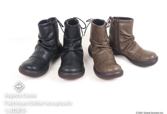 《13%OFF セール》 送料無料 リゲッタ カヌー レディース ブーツ  ギャザー バック レースアップ サイドジップ ショート丈 日本製/ CJFS001C/ lvw567 冬 冬新作