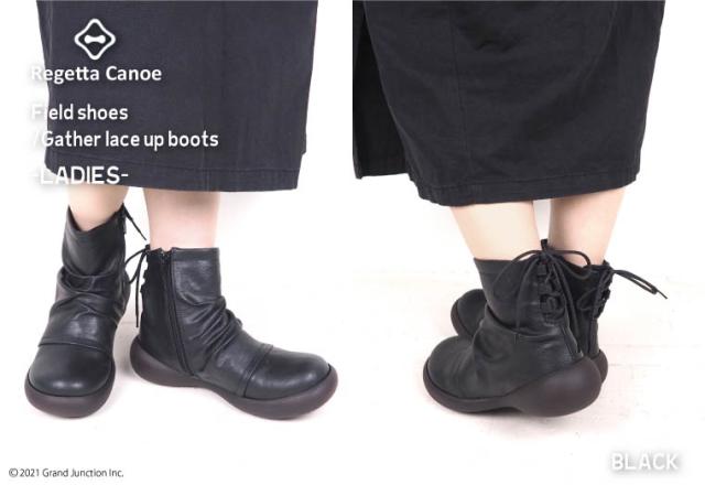 《13%OFF セール》 送料無料 リゲッタ カヌー レディース ブーツ  ギャザー バック レースアップ サイドジップ ショート丈 日本製/ CJFS001C/ lvw567 冬 冬新作