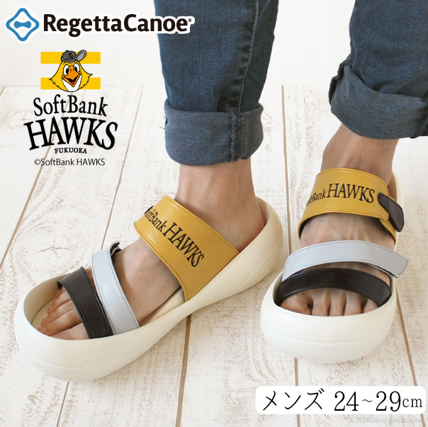 送料無料 リゲッタ カヌー メンズ サンダル  福岡 ソフトバンク ホークス コラボ 3本ベルトサンダル/ BCBF5137SH /lvw616 プロ野球 応援 グッズ 日本製の通販は 6,003円
