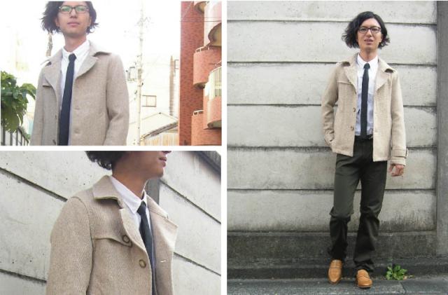 GrandJunction]ウールスコッチシングルショートコート/メンズ/ツイード