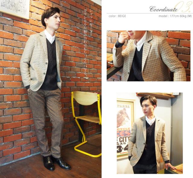 GrandJunction]ウールチェックテーラードジャケット/メンズ/ハウンド