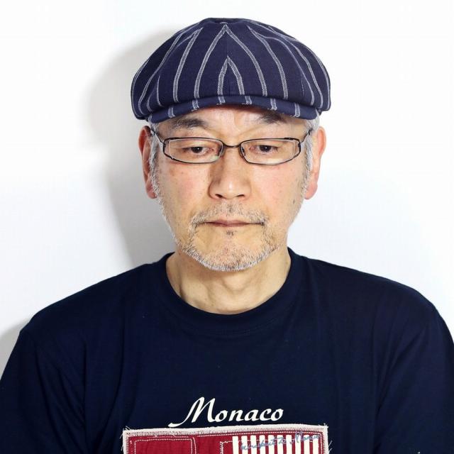 ハンチング帽 ストライプ柄 春 夏 MATSUI ANGELICO 麻 ハンチング ストライプ アンジェリコ 日本製 メンズ リネン100% イタリア製ブランド生地 キャップ 縦縞 麻100% サイズ調整可能 マツイ 帽子 紳士 紺 ネイビー 父の日 ギフト プレゼント ラッピング無料_8